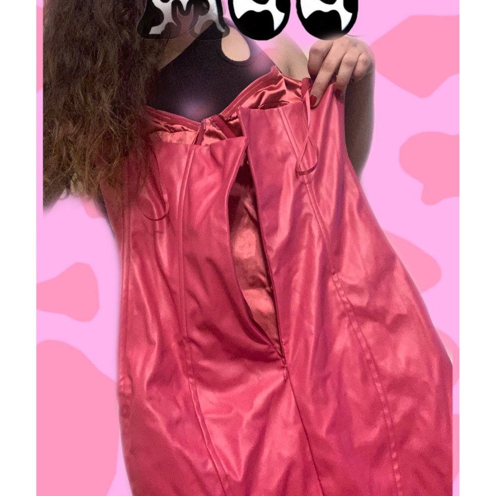 Dollskill faux leather body-con dress in pink - Picture 2 of 5